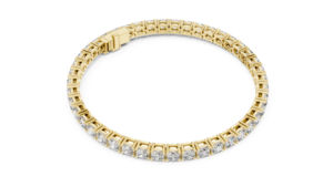 Bracelet de mariée en or jaune 14 carats avec diamant de laboratoire en forme de coussin pour femmes, cadeau de mariage ou d'anniversaire de luxe certifié, élégant - Product Image 2