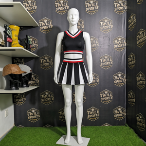 100% Polyester Breathable <b>Mesh</b> Girls Cheerleading Uniforms Custom Private Label Skirt and <b>Crop</b> <b>Top</b> Cheerleading Uniforms Set - Product Image 2