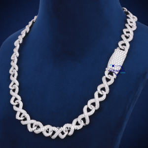 Chaîne en argent sterling 925 faite à la main Moissanite diamant Infinity 12 MM collier étincelant audacieux et élégant pour toutes les occasions - Product Image 3