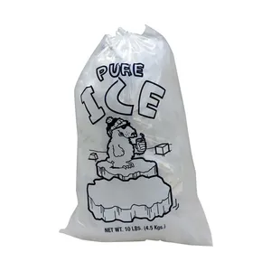 Motif de logo personnalisable Sac en plastique de glace Sac d'emballage de glace Sac en plastique transparent pour la glace