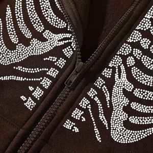Sweats à capuche personnalisés pour hommes avec strass de haute qualité Street wear Nouveau design Sweats à capuche unisexes en coton mélangé à prix réduit pour hommes - Product Image 4