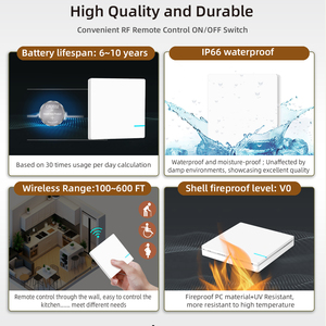 1-Gang Tuya Kit <span class=keywords><strong>de</strong></span> interruptor remoto inteligente 433MHz IP66 Receptor 3 Control Modes10A Relé Funciona con Alexa 1000W Soporte LED - Product Image 3