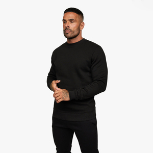 Vente en gros couleur unie avec logo personnalisé manches raglan avec panneau polaire décontracté Streetwear col rond pulls molletonnés pour hommes - Product Image 6