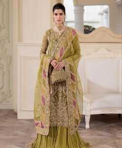 Service OEM taille personnalisée broderie lourde à la main moderne dentelle tenue de fête de mariage robe Gharara indienne pakistanaise Boutique femmes - Product Image 3