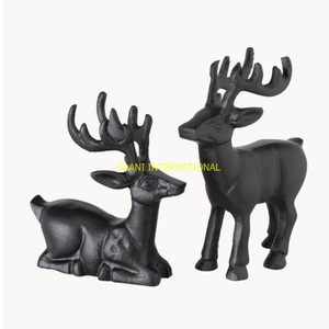 Standing Black Metal Reindeer Figurine Modern Deer Statue Tabletop Home Hotel Office <b>Decoration</b> Animal Sculpture <b>Christmas</b> Gift - Product Image 2
