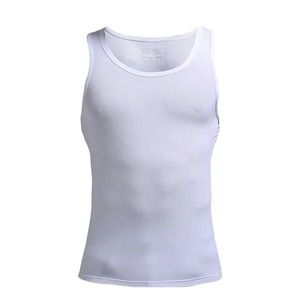 Débardeur homme mode été slim-fit haies sports fitness Modal à l'intérieur portant un maillot de corps blanc avec une base pour homme serré - Product Image 3