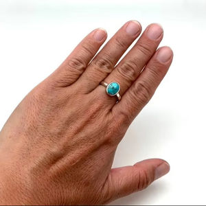 Anillo de piedras preciosas turquesas de Plata de Ley 925, joyería hecha a mano, anillo de estilo bohemio de plata, joyería para mujer, regalo de boda para esposa - Product Image 1