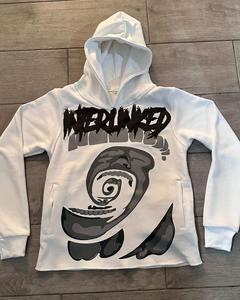 เสื้อฮู้ดดี้ปักลายคริสตัลแบบกำหนดเอง พิมพ์ลาย DTG ผ้าฝ้าย 100% ตัดเย็บขอบดิบ เสื้อฮู้ดดี้ผู้ชาย พิมพ์ลายพัฟ เสื้อฮู้ดดี้ผ้าเฟรนช์เทอร์รี่แบบสวมหัว - Product Image 6