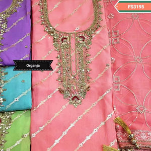 Diseñador moderno sin coser bordado a mano hermosos trajes de traje para fiesta moda india-adelante estilo tradicional Organza - Product Image 1