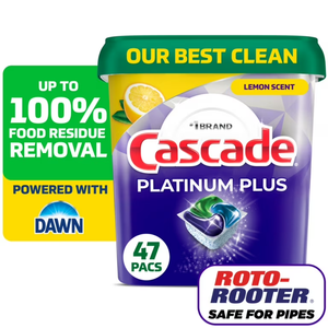 Cascade Platinum Plus Dishwasher Pods, Dishwasher <b>Detergent</b>, Dish <b>Detergent</b> Soap, Lemon, 47 Count - Product Image 5