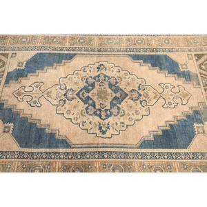Tapis turc vintage, tapis de 5,2 x 8,9 pieds, tapis géométrique beige et bleu - Product Image 5