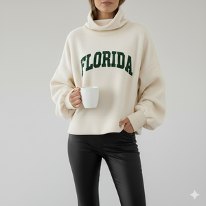 Sudadera Holgada de Cuello Alto para Mujer, Estilo Casual, para Invierno, Ropa de Calle, Ajuste Cómodo, Logotipo Frontal Personalizable - Product Image 1