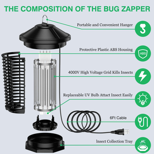 Lampe anti-moustiques d'extérieur 20W 4000V UVA lampe anti-moustiques électrique Portable - Product Image 5