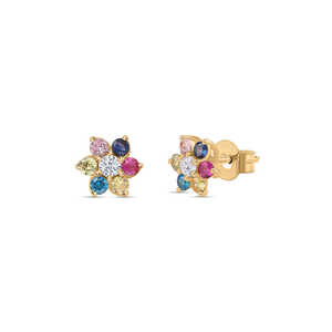 Boucles d'oreilles mode or pour femme avec accents colorés - Product Image 1
