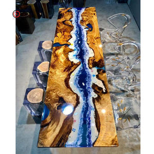 Mesa de Comedor Rectangular de Resina Epoxi Hecha a Mano de Lujo, Diseño Moderno Impermeable para el Hogar, Oficina, Hotel, Sala de Estar - Product Image 1