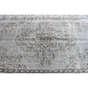 พรมวินเทจสไตล์ตุรกี ขนาด 5.4x8.7 ฟุต พรมขนาดใหญ่ พรมลายปะติดสีเทา - Product Image 4