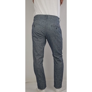BRANCHELO Pantalon en lin extensible bleu formel léger mi-taille printemps/été XL grand coton droit anti-boulochage coloré - Product Image 3
