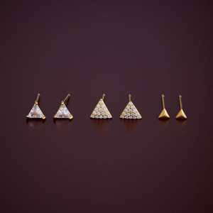 Trillion Cut Diamond <b>Stud</b> Earrings-Religious & Cute Design-92.5 <b>Silver</b> - Product Image 1