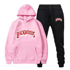 Customizable Kangaroo Pocket <b>Hoodie</b> and Sweatpants Set Fashion Basic Men's Tracksuit Active Bottoms Fleece - Product Image 2
