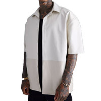 Camisa de Cuero PU de Manga Corta con un Solo Botón para Hombre, de Alta Calidad, Estilo Urbano, Corte Cuadrado, Cuello Alto, Ecológica, Personalizable OEM