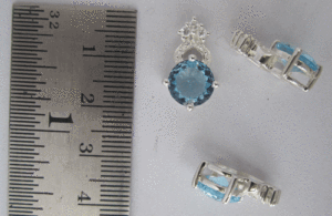 Colgante de Topacio Azul y Topacio Blanco con Patrón de Cruz, Chapado en Rodio, Oro Rosa, Platino, Oro Blanco, Oro, Amuletos, Joyería de Estilo Religioso - Product Image 1