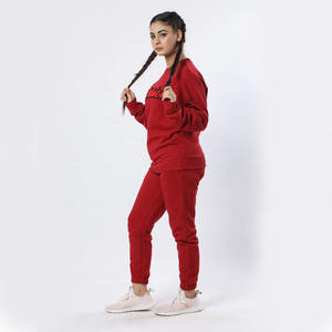 ชุดวอร์มฤดูหนาวสีแดงเข้มฝรั่งเศสเทอร์รี่สำหรับผู้หญิงชุดวอร์มปักโลโก้ขนาดพิเศษ - Product Image 3