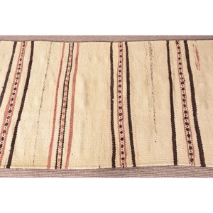 2.6x9 ft Runner Turkish Rug, Vintage Rug, White <b>Brown</b> Geometric <b>Wool</b> Rug - Product Image 4