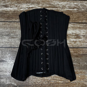 Corset sous-poitrine en coton noir grande taille, à armatures en acier robustes, pour le modelage du corps et le maintien quotidien - Product Image 4