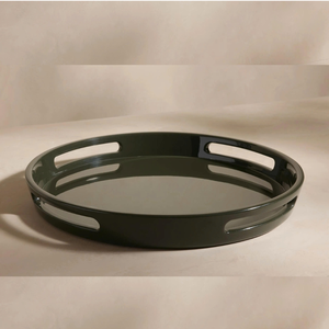 Plateau de service rectangulaire rond en laque fait main du Vietnam pour la décoration de la maison et la vaisselle à manger - Product Image 1