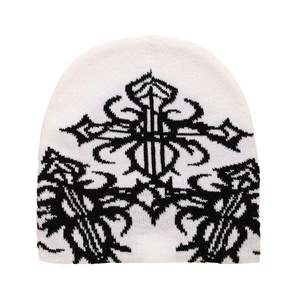 Gorro de invierno de Jacquard acrílico Unisex de alta calidad con logotipo personalizado, gorro cálido, gorro de esquí deportivo de punto con calavera - Product Image 6