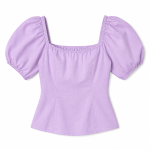 Camiseta de Mujer con Hombros Descubiertos, Cuello Cuadrado y Mangas Abullonadas, Tejido de Poliéster/Algodón, Estilo Prairie Chic, OEM ODM Personalizado - Product Image 4