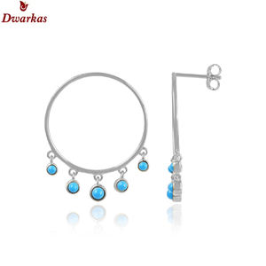 Pendientes de Plata de Ley 925 con Piedras Preciosas Turquesa Teñida en Bisel, Venta Directa de Fábrica al por Mayor - Product Image 6