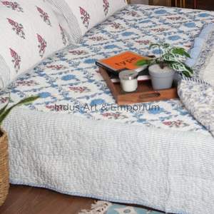 Holesale-colcha kantha con estampado a mano, cubrecama acolchado de algodón - Product Image 4