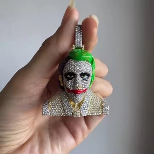จี้การ์ตูนโจ๊กเกอร์ขนาดใหญ่3A พรีเมี่ยมเพชรเลียนแบบฮิปฮอปทำจากเพชร CZ - Product Image 4