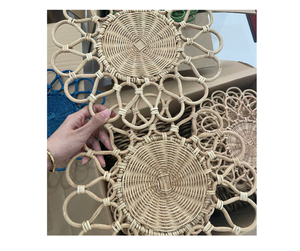 Natural eco friendly home decor woven charger <b>plates</b> handmade in bulk rustic dining Rattan placemat artisan Rattan placemat - Product Image 4