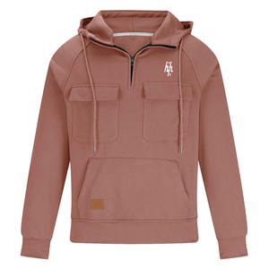 Huzaifa Products Verified Men's Tactical Quarter Zip Cargo Pullover Hoodie 3D Pattern Bordado Winter Multi Pockets Thermal - Product Image 1