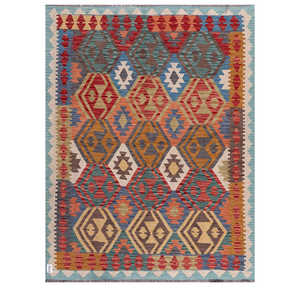 Alfombra Kilim de Maimana, Afganistán, 195 x 151 cm, Alfombras y Juegos de Alfombras - Product Image 1