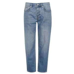 Jeans amples décontractés en denim uni pour hommes avec logo personnalisé, coupe ample, jambe large, en denim de haute qualité, faible MOQ - Product Image 1