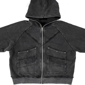 Sweat à capuche surdimensionné avec lavage à l'acide personnalisé 100% coton lourd à capuche zippée pour hommes et femmes Sweat-shirt de créateur - Product Image 3