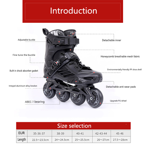 <span class=keywords><strong>Patins</strong></span> <span class=keywords><strong>à</strong></span> <span class=keywords><strong>roulettes</strong></span> de slalom en ligne professionnels pas chers, 4 roues, adultes, coque en polypropylène noir, roulements ABEC-7, roues en PU, <span class=keywords><strong>taille</strong></span> des chaussures <span class=keywords><strong>à</strong></span> <span class=keywords><strong>roulettes</strong></span> - Product Image 4