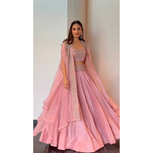 Lehenga rose clair tendance pour femmes, tenue ethnique élégante pour mariages, festivals et fêtes, personnalisable - Product Image 1