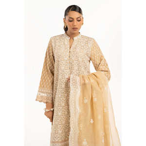 Conjunto de Traje Bordado en Organza Beige para Mujer - Product Image 3