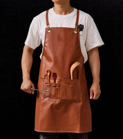 Tablier de travail en cuir marron robuste et réutilisable, imperméable et résistant au feu, multifonctionnel pour pique-nique, barbecue, pâtisserie et protection de bouteille