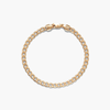 Flat Curb Chain <b>Bracelet</b> in White Rose or Gold Plating with Diamond Pearl Mainly Made of Gold-Religious Style <b>Beaded</b> Bangles - Product Image 1