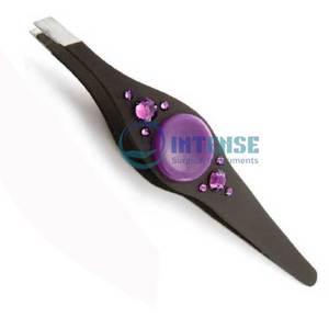 Pinzas profesionales para cejas de acero inoxidable con punta inclinada para depilación facial y depilación encarnada - Product Image 3
