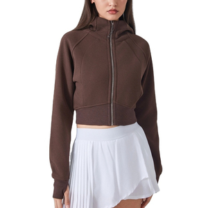 Ensemble 2 pièces en coton délavé à l'acide, sweat à capuche zippé et short Taille XS Survêtements de jogging pour femme Survêtements courts - Product Image 2