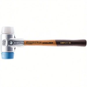 Martillo de Percusión SIMPLEX con Cabeza Suave de 350 mm de Longitud y 50 mm de Diámetro, para Madera y Superplástico, Blanco/Azul TPE, HALDER - Product Image 3