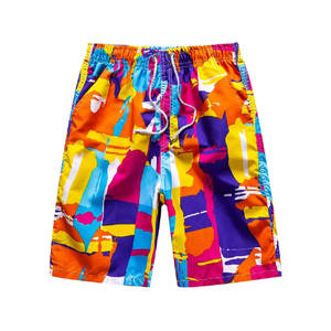 Pantalones cortos de playa versátiles para hombre con patrón de bloque de color y cintura ajustable para mayor comodidad Pantalones cortos de playa para hombre de secado rápido - Product Image 1