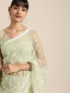 2022 dernière conception chaude femmes broderie travail Saree Blouse Unique à la mode fête porter des mariages lourd Net ethnique cousu - Product Image 6