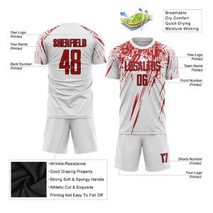 Uniformes de Fútbol Personalizados 100% Poliéster para Club, Nuevo Modelo, Conjuntos de Uniformes de Fútbol Más Vendidos en Color Blanco y Rojo - Product Image 2